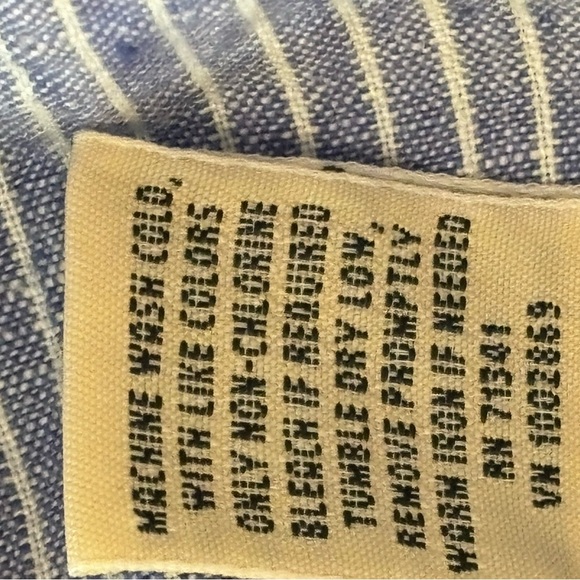 LL Bean Favorite Fit 12 Blue White Stripe Linen Lagenlook Elas Waistband Pants - Picture 7 of 8